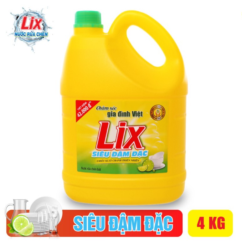 Nước rửa chén Siêu sạch Lix Hương Chanh 3.6Kg