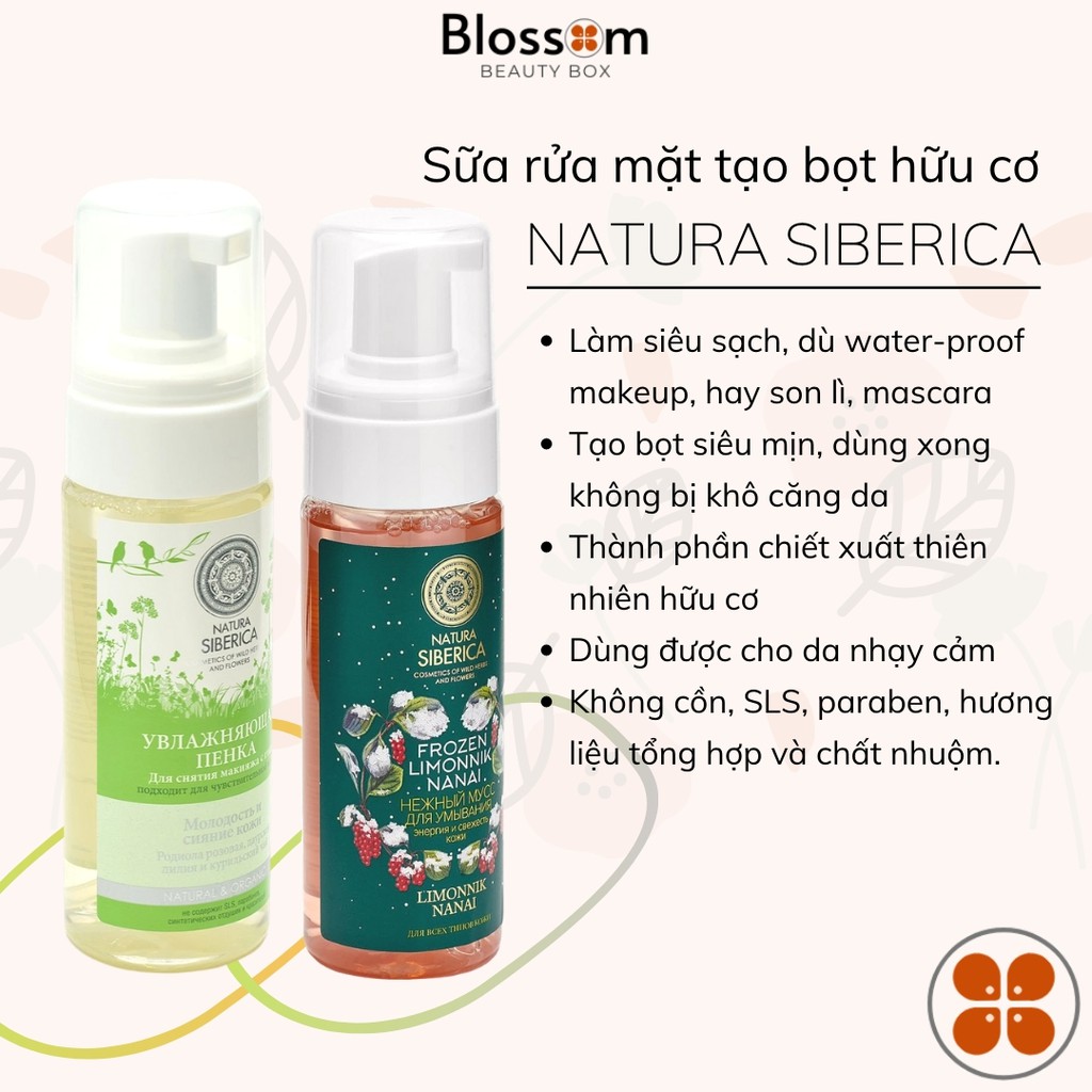 Sữa rửa mặt hữu cơ dạng foam tạo bọt mịn NATURA SIBERICA FROZEN LIMONNIK NANAI