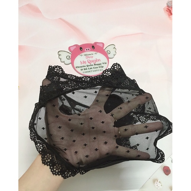 Quần lót ren vạt chéo sexy- thiết kế chấm bi lưới xuyên thấu ôm trọn vòng 3 gợi cảm