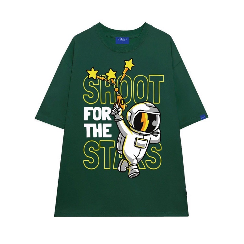 [ Full Box + Tag ] Áo thun phông Unisex cotton 100% form rộng tay ngắn SHOOT FOR THE STARS