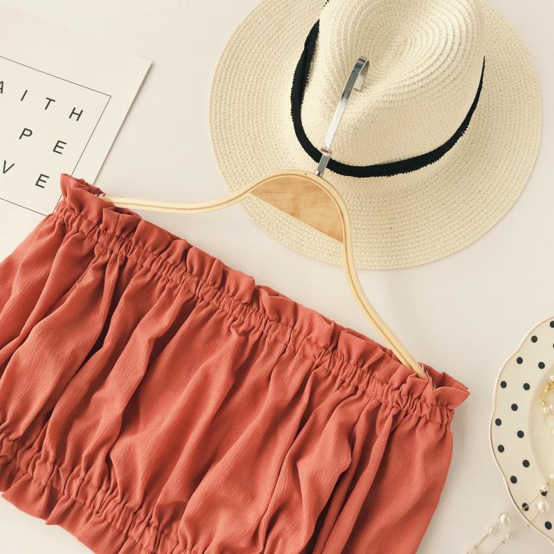 [Baywellfashion]Áo kiểu trễ vai tay loe họa tiết xếp ly thời trang nữ tính | BigBuy360 - bigbuy360.vn