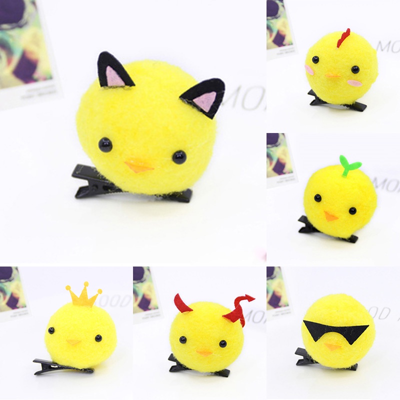 ✨✨Kẹp Tóc Hình Gà Con Ba Chiều Màu Vàng Nhồi Bông Dễ Thương Cho Bé