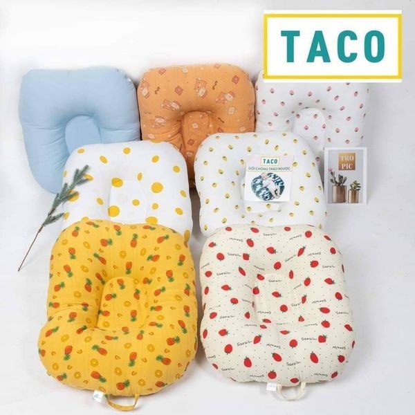 [TẶNG KÈM GỐI NẰM] Gối Chống Trào Ngược TACO Cao Cấp Cotton Chần Bông, Chống Nôn Trớ Giúp Bé Ngủ Sâu Ngon Giấc.