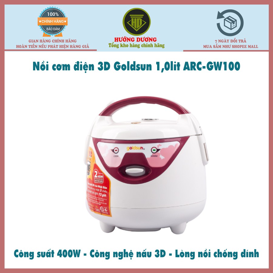 Nồi Cơm Điện 1.0lít công suất 400W GoldSun 3D ARC-GW100