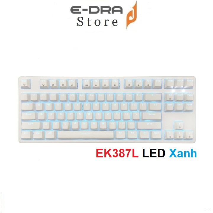 Bàn phím cơ Edra EK387L White Trắng - LED Xanh ( Blue , Brown , Red Switch )