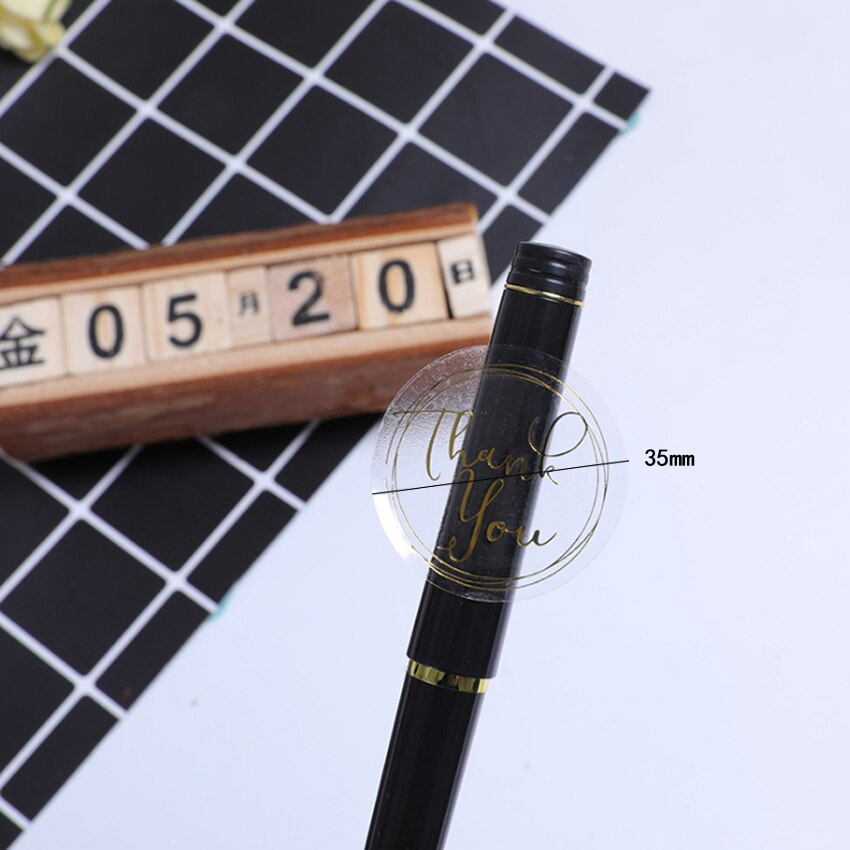 Set 10 Tấm / 120 Miếng Dán Tròn Bằng Đồng Trong Suốt In Chữ thank you Trang Trí Sổ Tay