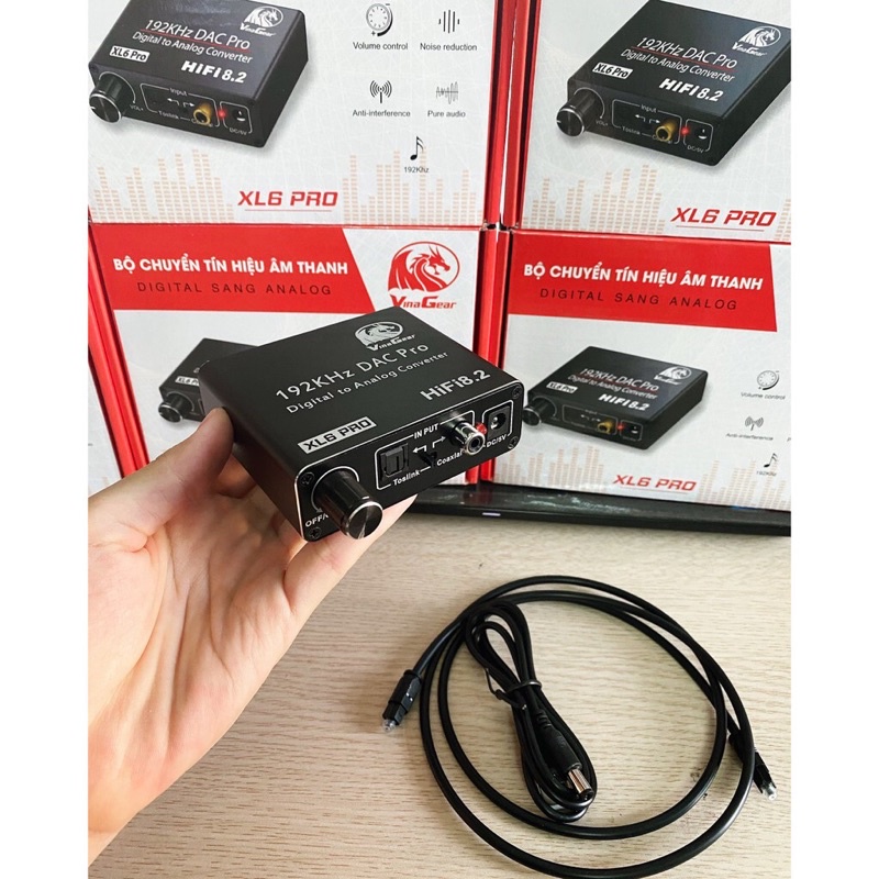 Bộ chuyển âm thanh quang Vinagear XL6 Pro tích hợp nút tăng giảm âm lượng