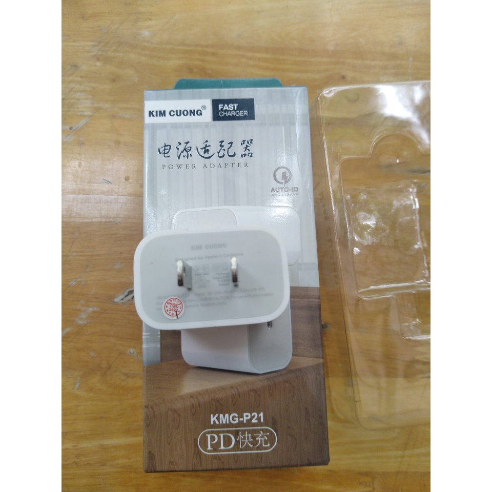 Củ sạc nhanh Promax kim cương p21 18W chân dẹp, cóc xạc PD chân dây cáp Type-c