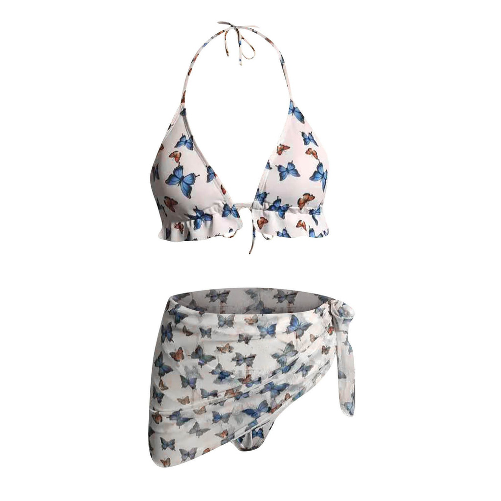 Trang phục bikini 3 mảnh in hình bướm thời trang gợi cảm cho nữ | BigBuy360 - bigbuy360.vn