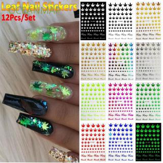 Nhãn Dán Móng Tay Hình Lá Màu Neon Độc Đáo