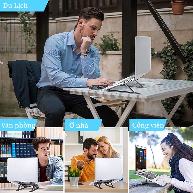 Giá đỡ Laptop, Giá đỡ tản nhiệt máy tính, Gia kê MacBook, kệ đỡ máy tính tản nhiệt, gấp gọn, chất liệu nhôm cao cấp