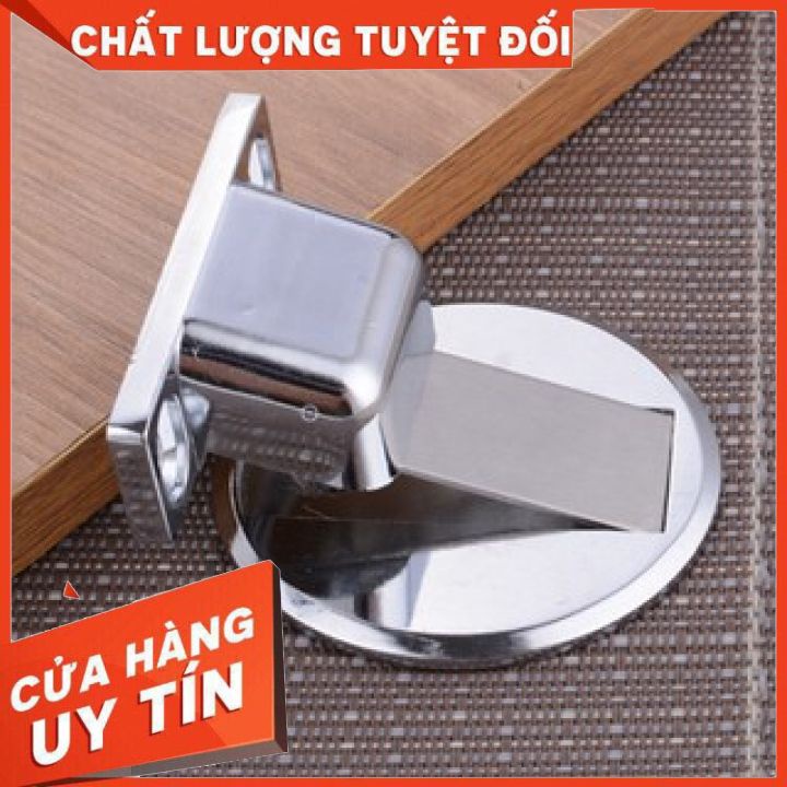 Chặn cửa nam châm hít tự động chống va đập hiệu quả. Hợp kim kẽm chống rỉ, Dán keo 3M hoặc bắt vít (kèm cả 2 phụ kiện)