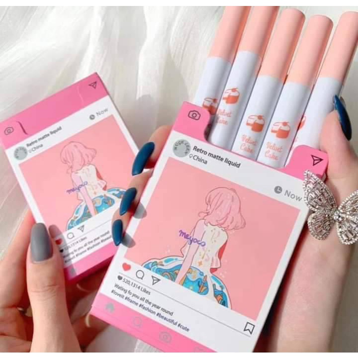 [ Siêu hót ] Set Son 5 Cây Muge Leen Cô Gái Meyoco Retro Matte Liquid - ZADOLA FASHION