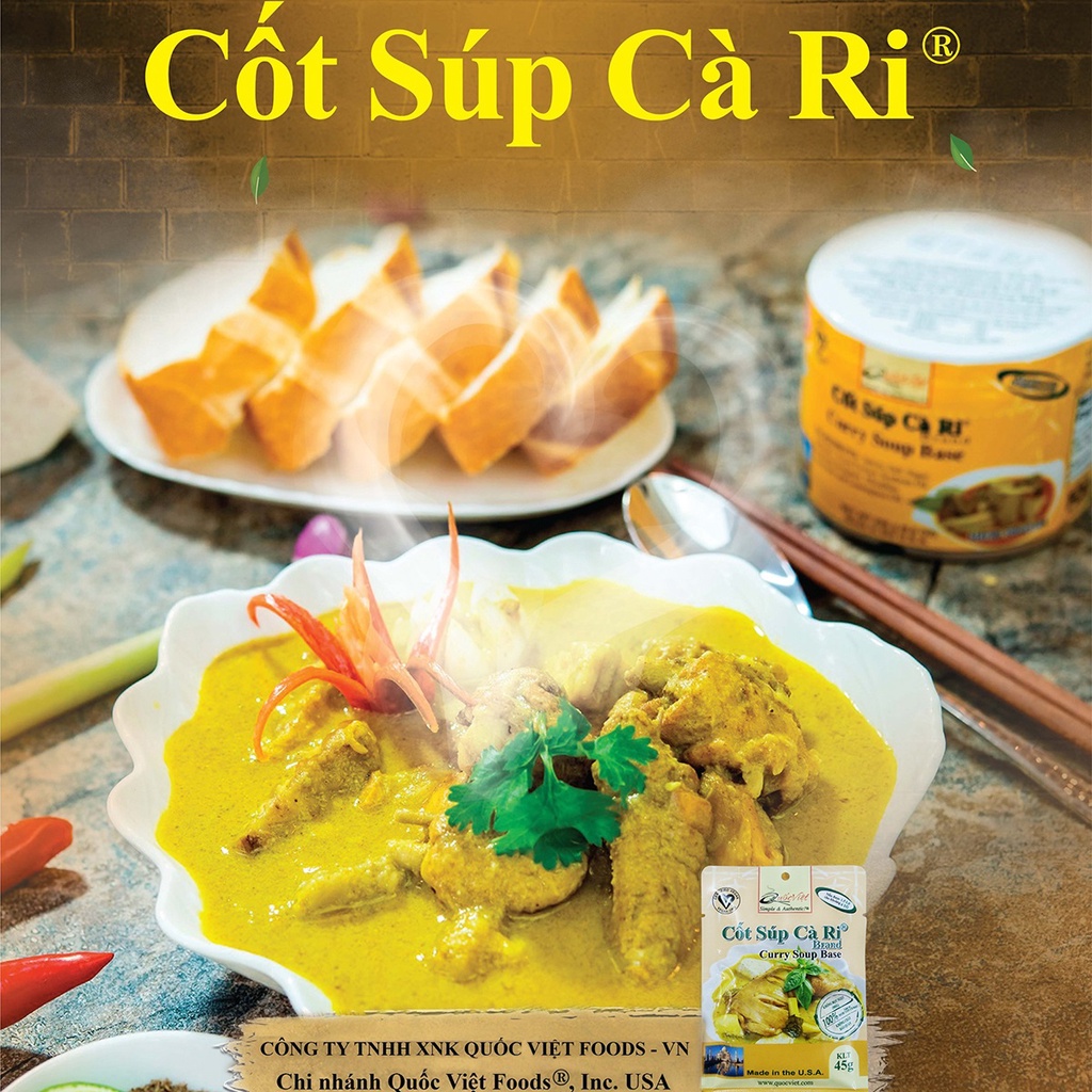 Cốt Súp Cà Ri Quốc Việt - Nhập khẩu USA - Curry Soup Soup Base (45g)