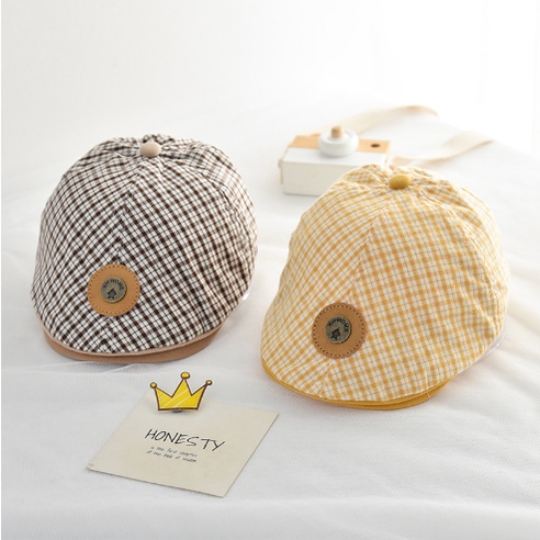 Mũ Beret Kẻ Tag Tròn Thiết Kế Xinh Xắn Hợp Thời Trang Dành Cho Bé