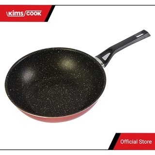 Chảo chống dính sâu lòng Kims Cook Easy Cook hợp kim nhôm vân đá đáy từ 24cm / 26cm / 28cm (Hồng và Xám)