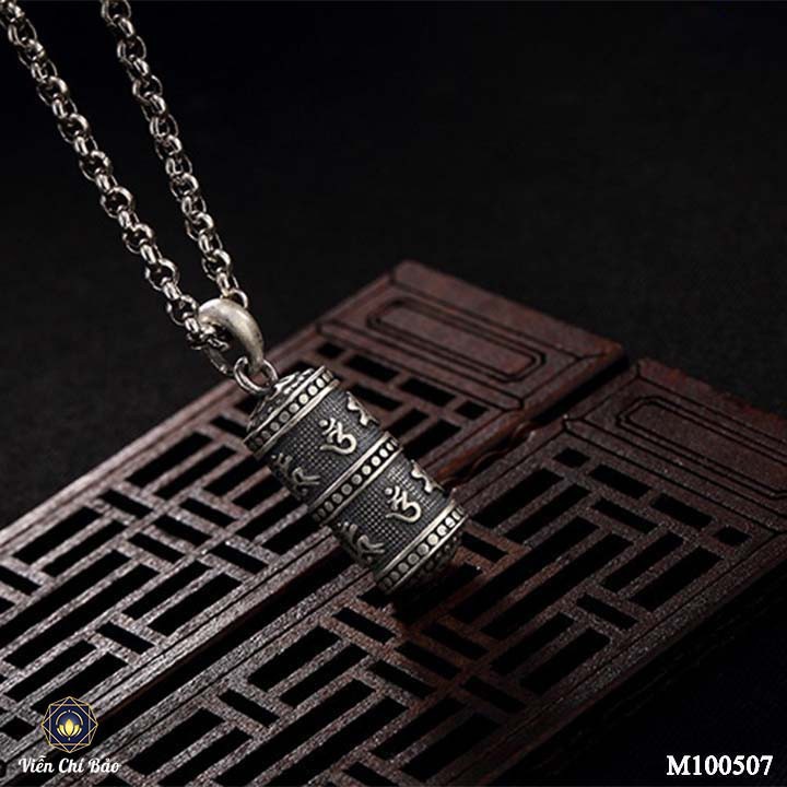 Mặt dây chuyền bạc nam Trụ Kim Luân khắc Lục Tự chất liệu bạc Thái 925 phụ kiện trang sức Viễn Chí Bảo M100507