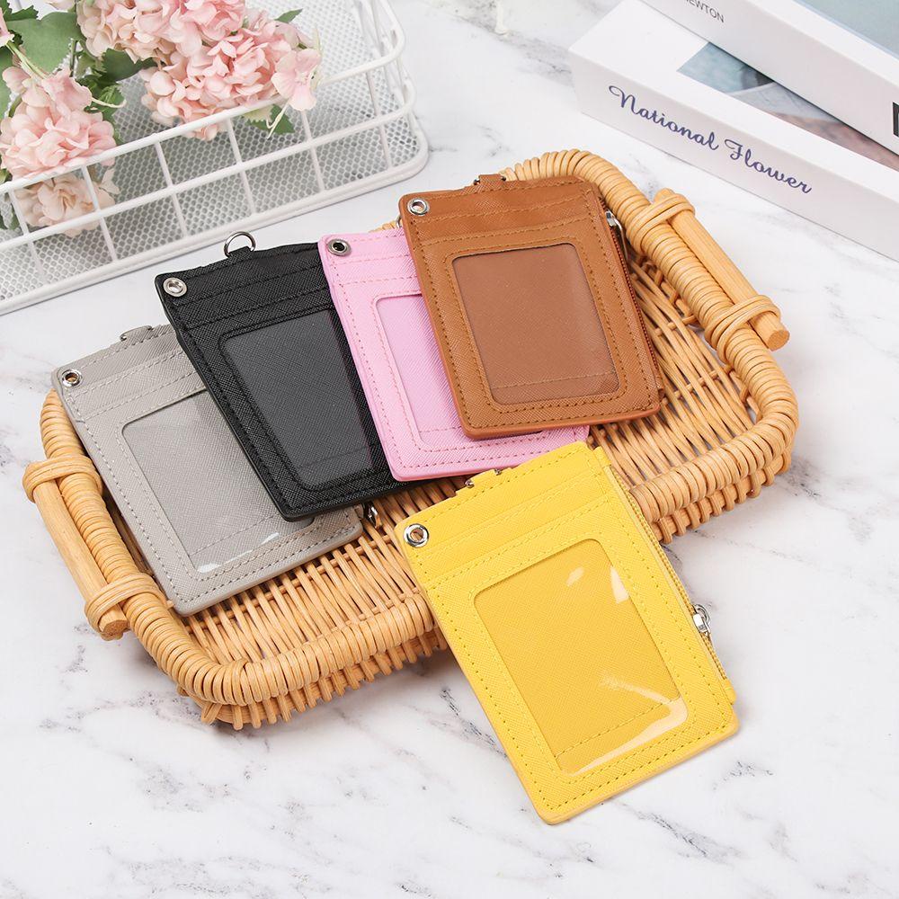 UPSTOP Túi đựng tiền xu/ thẻ ID/ thẻ tín dụng/ bưu thiếp bằng da gắn vòng khóa nhỏ gọn