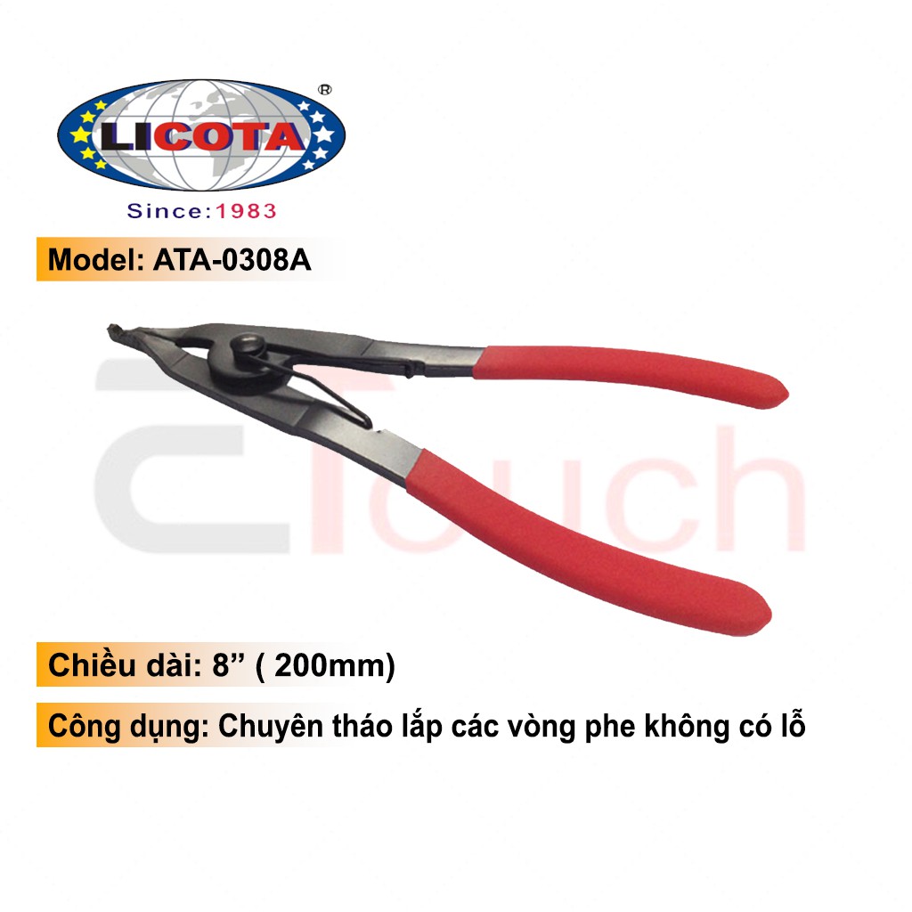 Kìm Mở Phe Xe Hơi Miệng Dẹp 8" (200mm) Licota - ATA-0308A