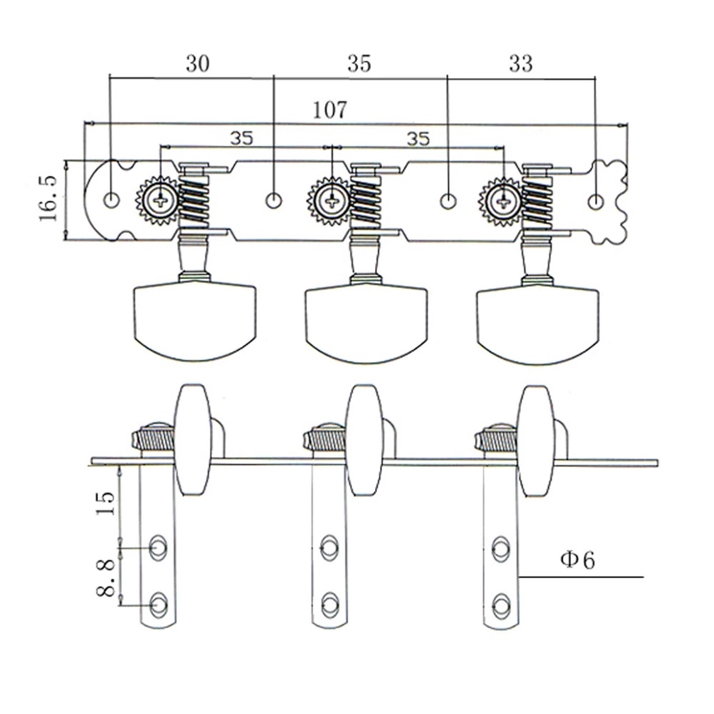 Bộ chốt điều chỉnh dây đàn guitar 3L 3R bằng kim loại bền bỉ cao cấp