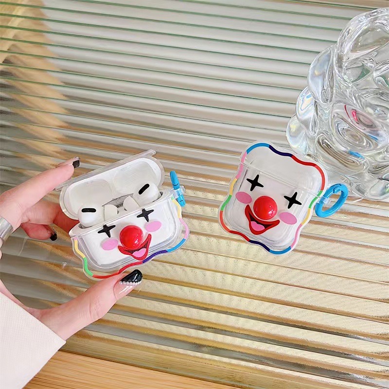 Vỏ Bảo Vệ Hộp Sạc Tai Nghe airpods 1 2 3 pro Bằng tpu Mềm Hình Mũi Hề Dễ Thương