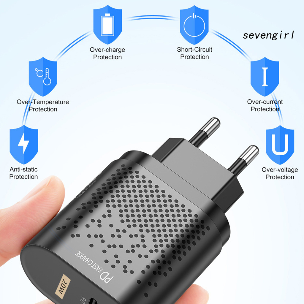 IPHONE ANDROID Cốc Sạc Nhanh Sev-Usb-A Type-C Qc3.0 20w Pd