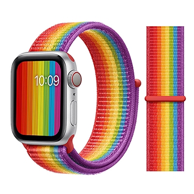 Dây Nylon Màu Cầu Vồng Khóa Kim Loại Cho Đồng Hồ apple watch 7 45mm 41mm 38mm 42mm 40mm 44mm series 7 6 SE 5 4 3 2 1