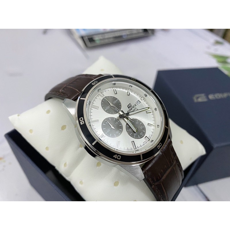 Đồng hồ nam dây da EDIFICE chính hãng Casio Anh Khuê EFR-526L-7AVUDF