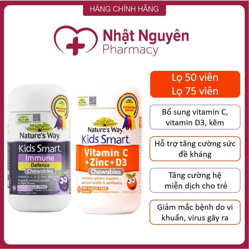 Combo Nature's Way - Bổ sung Vitamin C, Kẽm, Vitamin D3, tăng cường miễn dịch cho trẻ