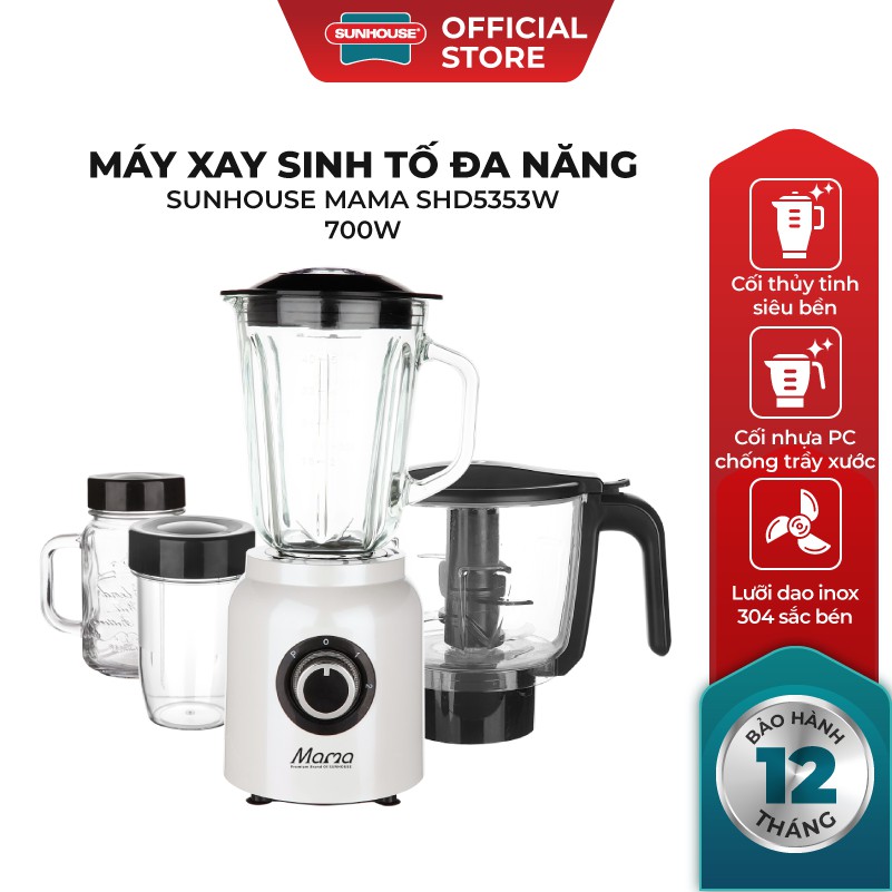 [Mã ELHA22 giảm 6% đơn 300K] Máy xay sinh tố SUNHOUSE MAMA đa năng SHD5353W