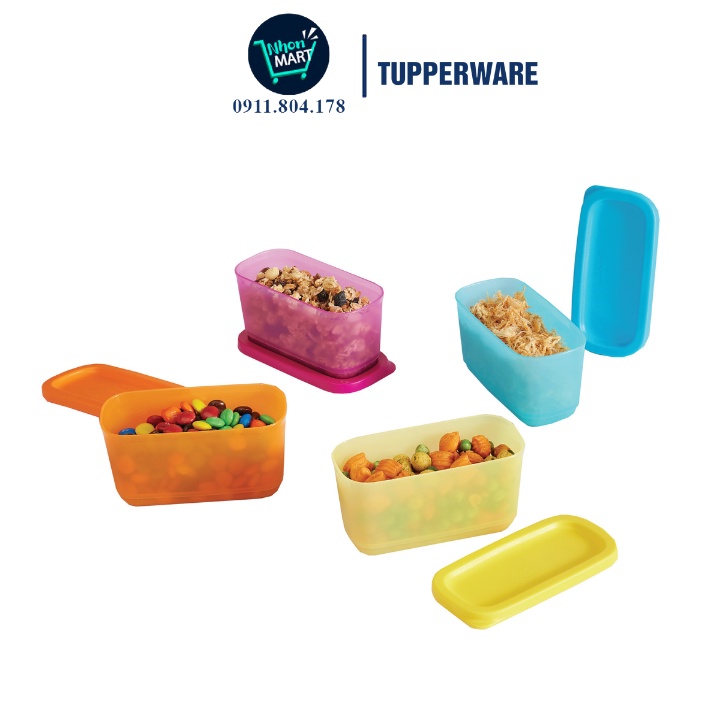 [Tupperware Chính Hãng] Bộ Hộp Bảo Quản Thực Phẩm Mini Rectangular 250ml - 4 Hộp (0 – 80 ͦC)