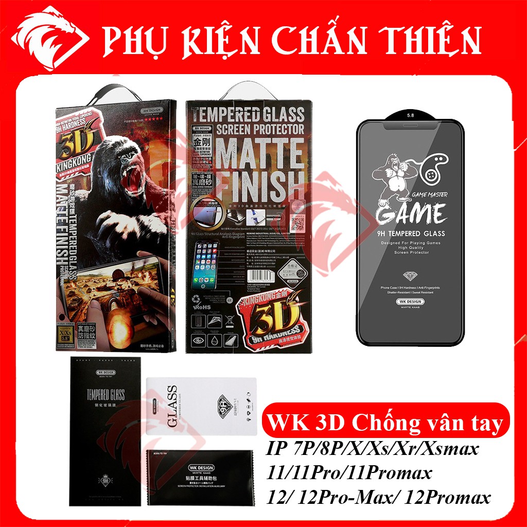 Kính Cường Lực Iphone Chống Vân Tay Kingkong 3D Chính Hãng - Dành Cho Game Thủ