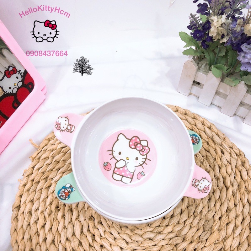 Chén 2 quai HelloKitty Doreamon