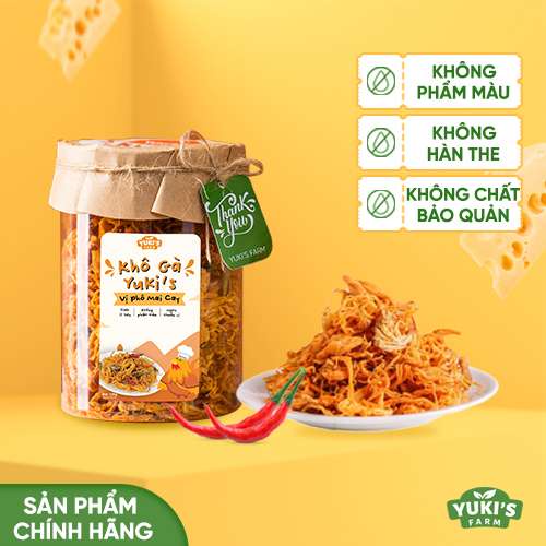 Khô Gà Phô Mai Cay 125g YUKI FARM - Khô Gà Xé Cay Siêu Ngon - Đồ Ăn Vặt Việt Nam Chất Lượng Cao