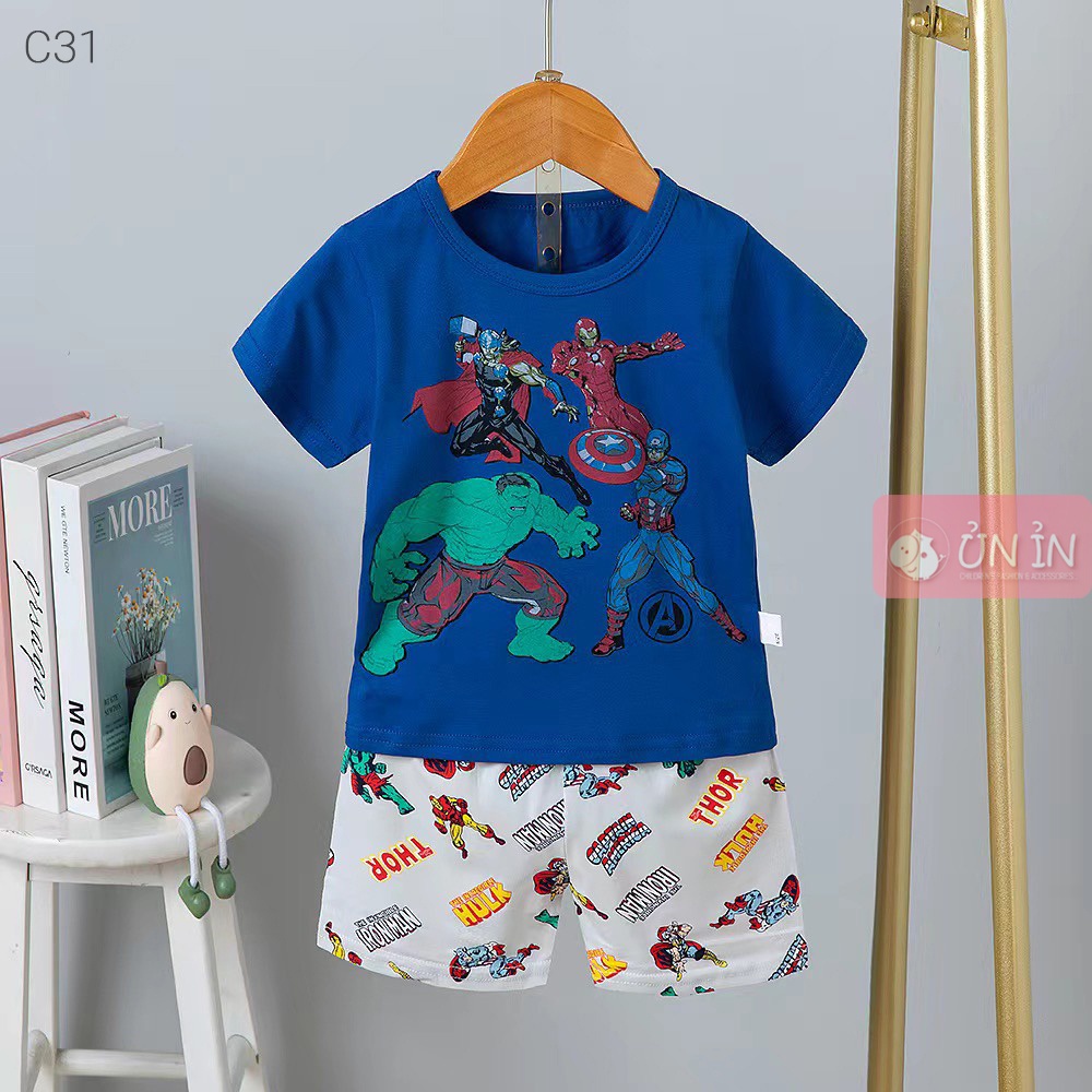 Bộ cotton xuất hàn cộc tay nhiều hình bé trai