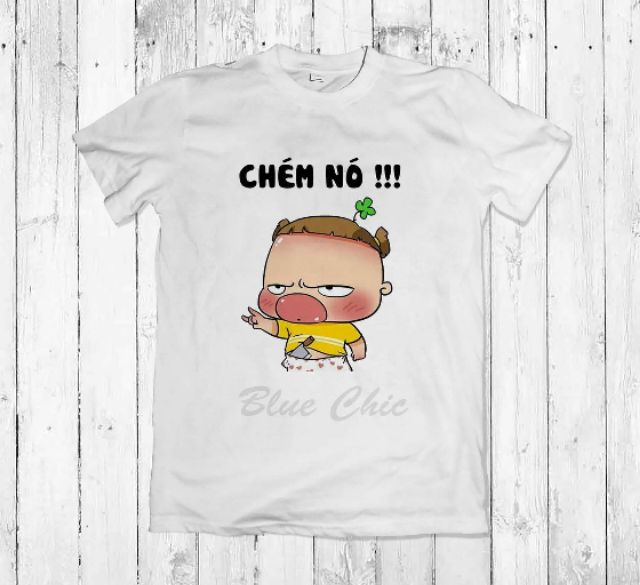 áo phông chibi chữ chém nó và nhiều chữ khác( in áo theo yêu cầu )