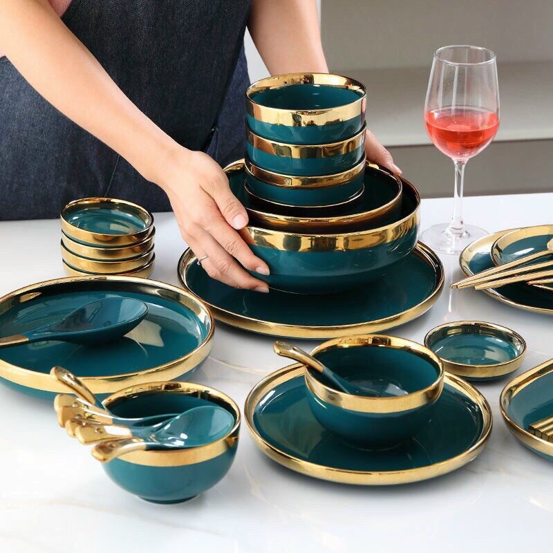 BỘ BÁT ĐĨA 26 MÓN xanh cổ vịt cao cấp/ nhiều màu