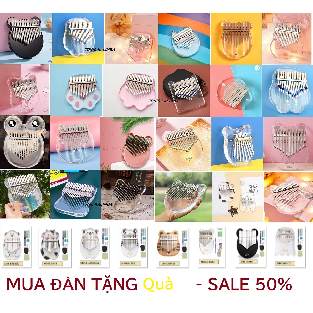 Đàn kalimba trong suốt 17 phím TONIC KALIMBA chính hãng tặng búa chỉnh âm TONIC - M17026