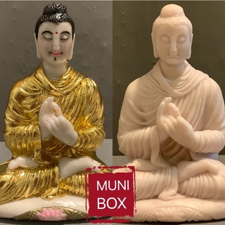 Tượng Phật Thích Ca bột đá trắng 18cm