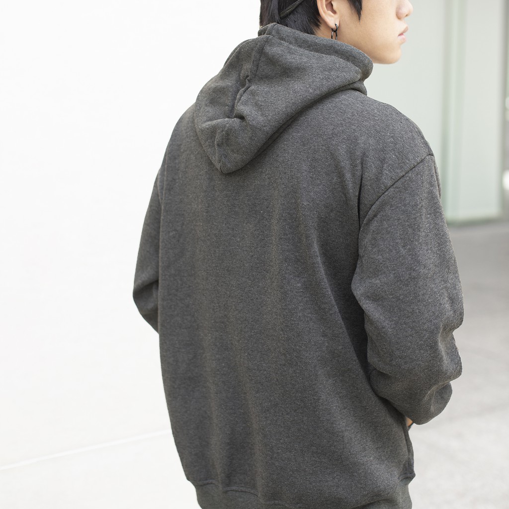 Áo Hoodie Basic Màu Xám Đậm