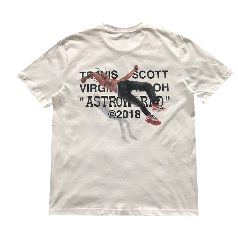 Áo Thun Ngắn Tay In Hình TRAVIS SCOTT Virgil AJ1 Phong Cách hip hop Cho Nam Và Nữ AJ4