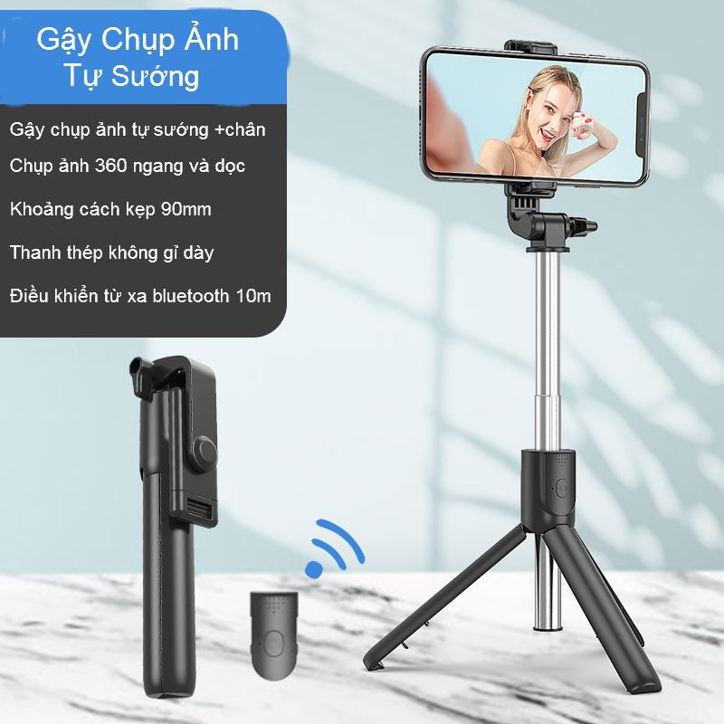 Gậy tự sướng đa năng bluetooth Selfie Stick Tripod R1'  + Giá đỡ điện thoại 3 chân + Remote Bluetooth
