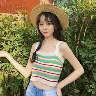 Áo len 2 dây sọc ngang Hàn Quốc
