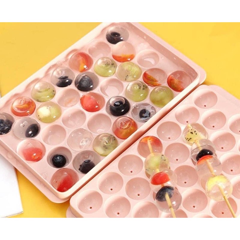 KHAY LÀM ĐÁ VIÊN TRÒN LÀM KÈM 33 VIÊN BẰNG NHỰA CAO CẤP AN TOÀN SỨC KHỎE