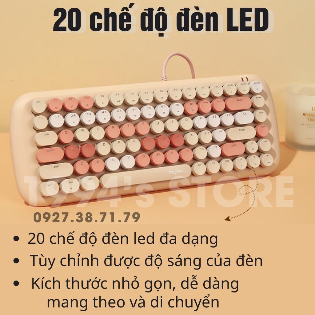 (CÓ SẴN) Bàn phím cơ cao cấp MoFii Candy M - Có đèn Led điều chỉnh được 20 chế độ Led siêu xinh và xịn xò