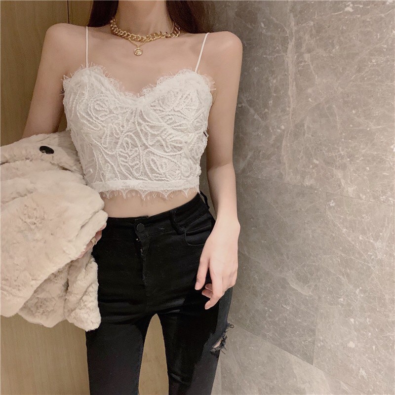 Áo bra ren mút mỏng không gọng êm nhẹ, Áo hai dây croptop chun co dãn thoáng mát Sexy siêu hót A2011