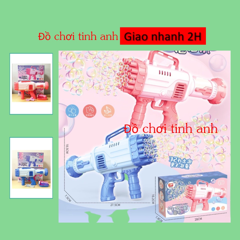 TẶNG KÈM PIN - Súng bắn bong bóng xà phòng 32 nòng chạy bằng pin siêu mạnh kèm dung dịch nhiều màu