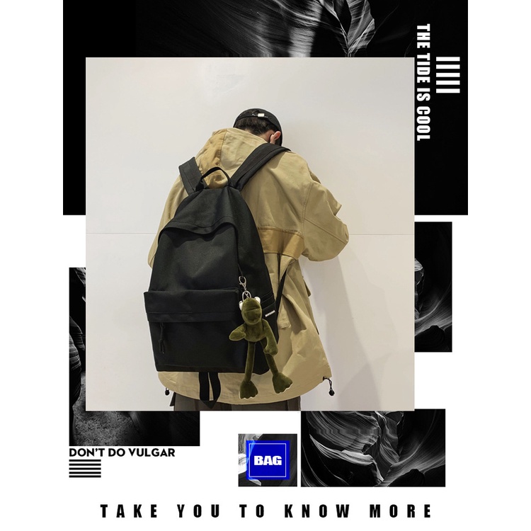 Balo nam nữ bằng vải oxford màu trơn chống nước phong cách Hàn Quốc