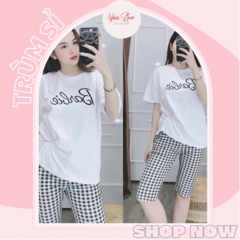 Đồ bộ nữ Đồ bộ bigsize nữ.đồ bộ thun cotton mặc nhà đồ bộ đẹpbộ ngố quần caro dễ thương.