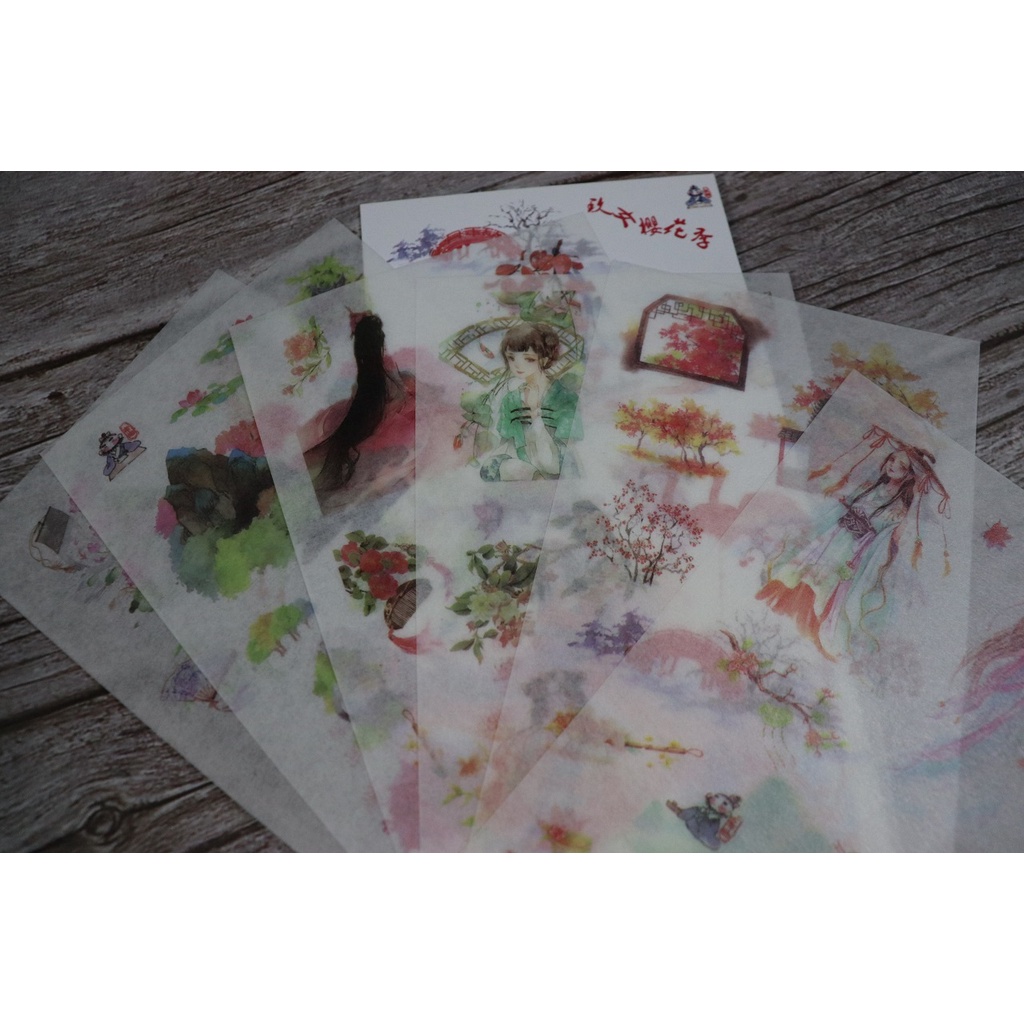 Bộ 6 Tấm Sticker Giấy Trang Trí Cổ Trang Ver.6